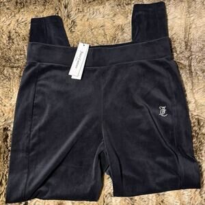 NWT Juicy Couture Black Velour Leggings – Size XL (Rhinestone Logo)